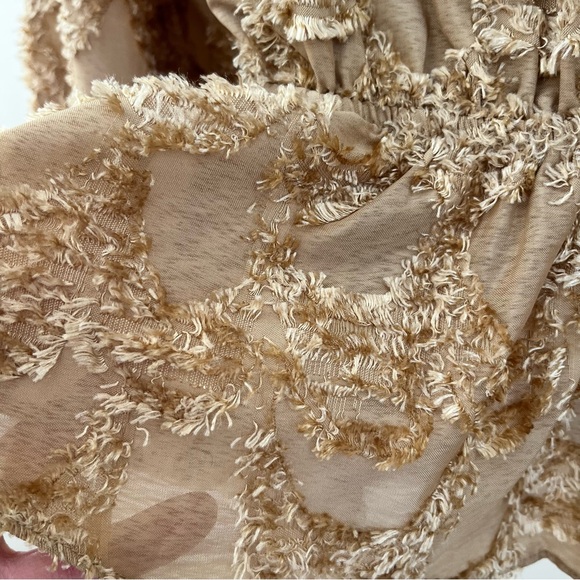 Mystree Beige Textured Surplice Peplum Blouse - Picture 7 of 10